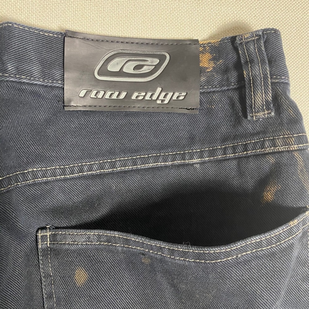 Raw Edge Grunge Y2K Bleach Splatter Distressed Carpenter Jeans Black 34x34 - Picture 9 of 14
